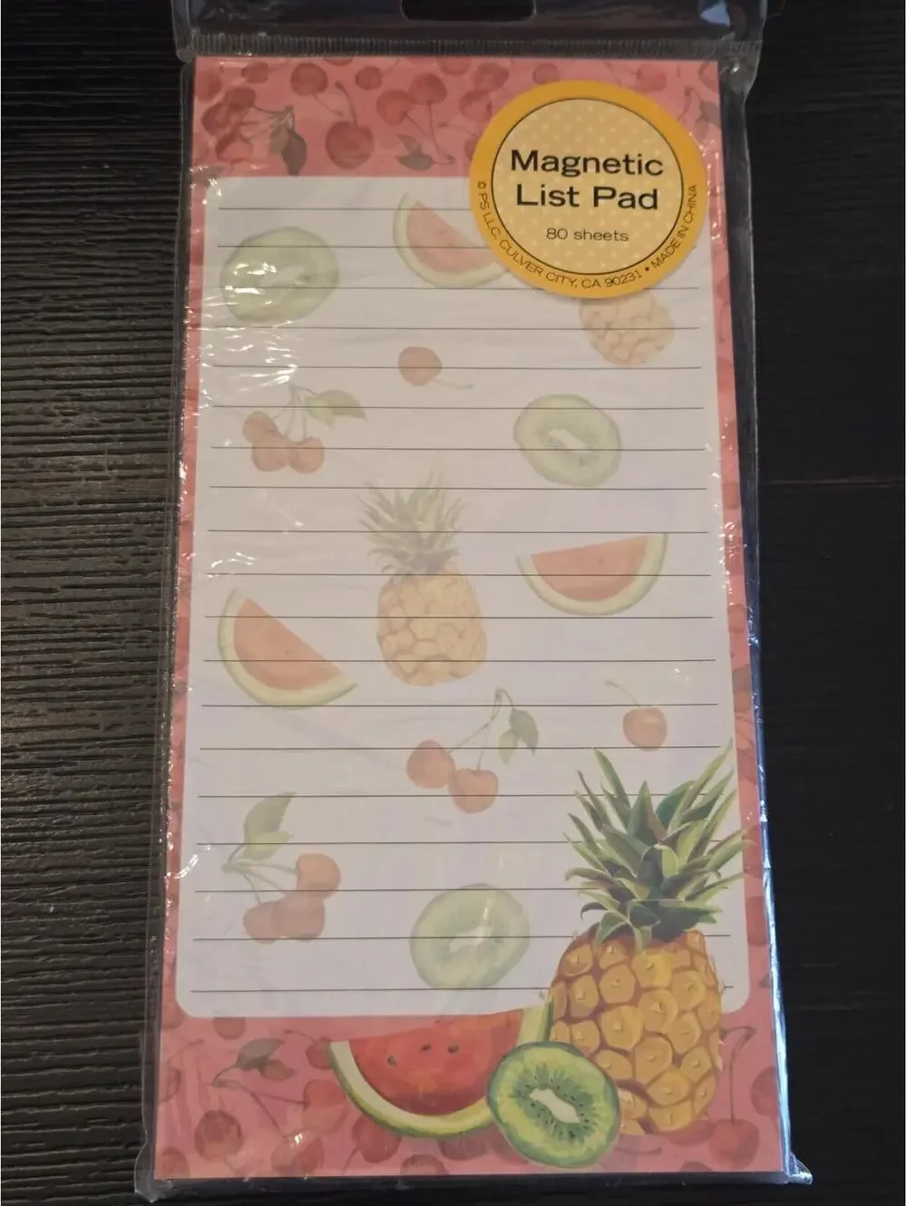 Pooch & Sweetheart Fruit Kiwi Cherry Magnetic List Pad 80 Sheets Sealed